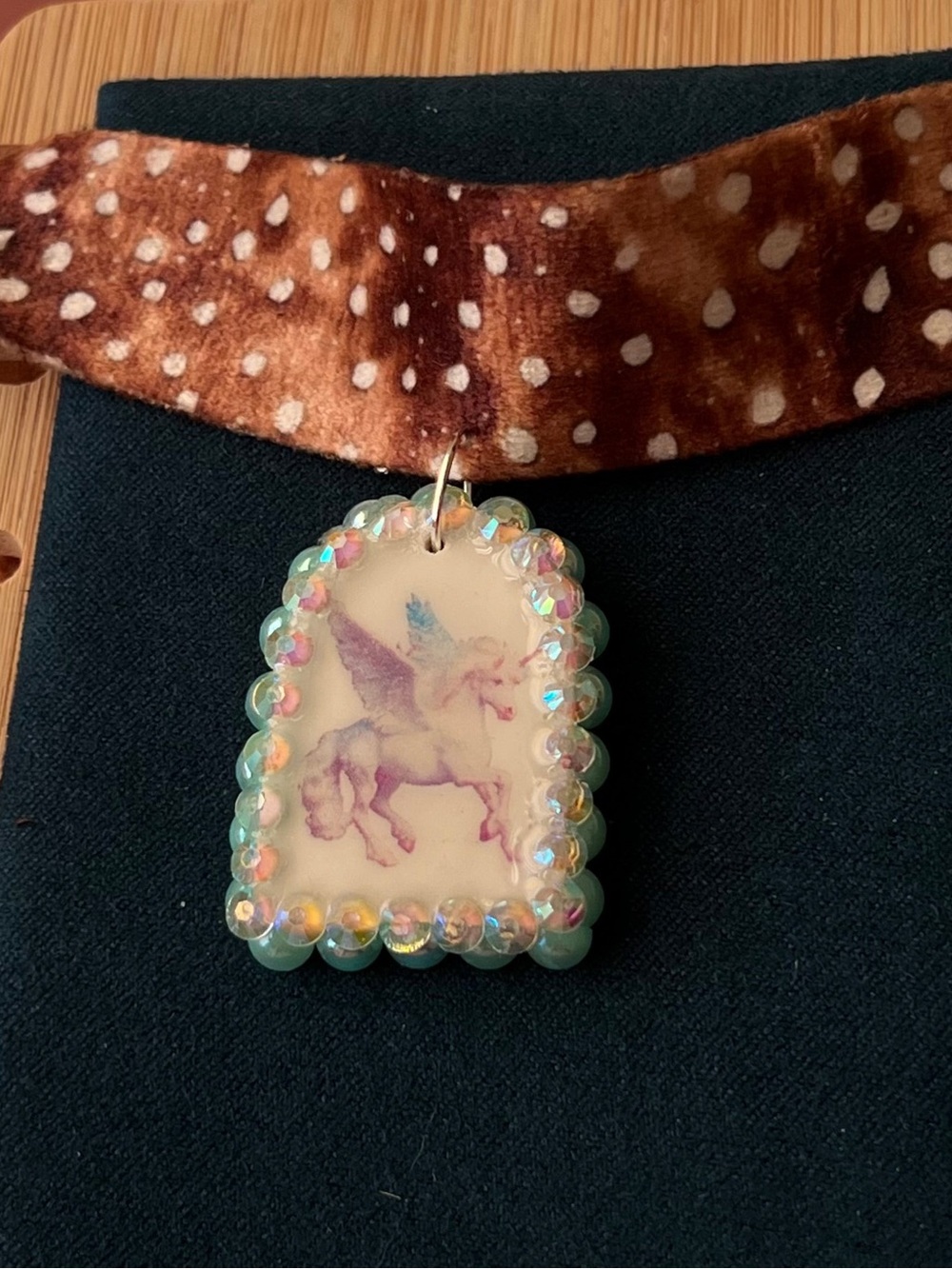 Winter Pegasus Arch Charm | Deer Print Choker Necklace | The Olive Universe